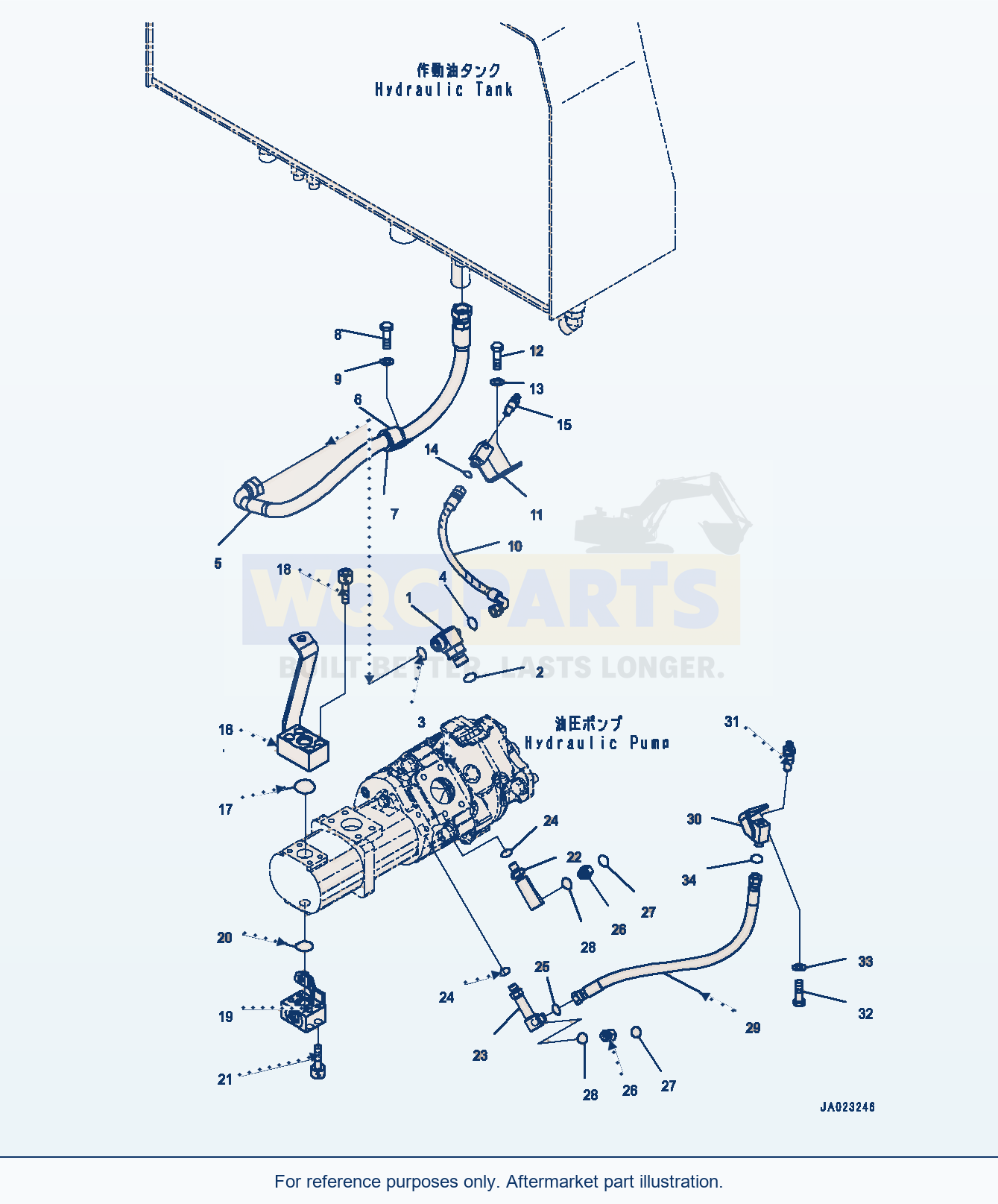 Komatsu WA320-8 Hydraulic Pump, Hydraulic Pump Piping (#85001-) parts diagram