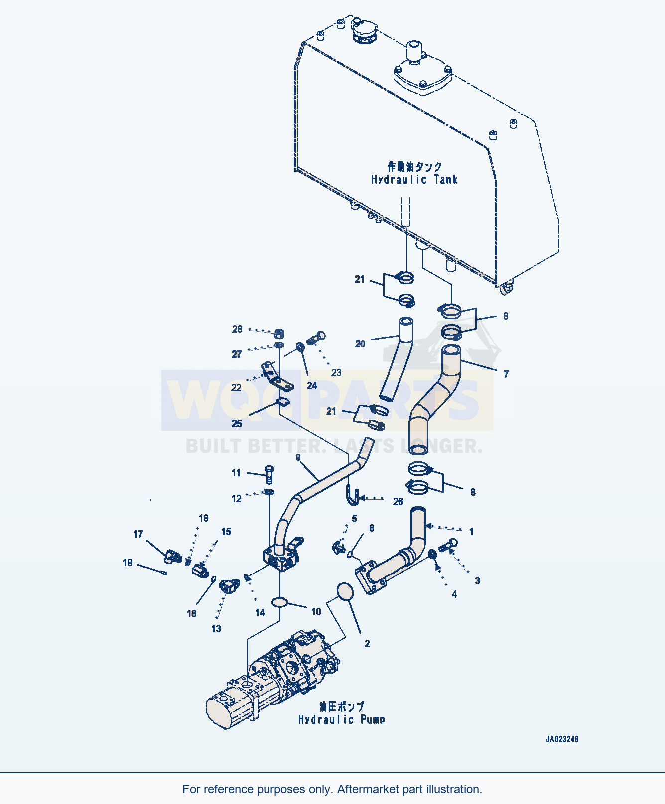 Komatsu WA320-8 Hydraulic Pump, Suction Piping (#85001-) parts diagram