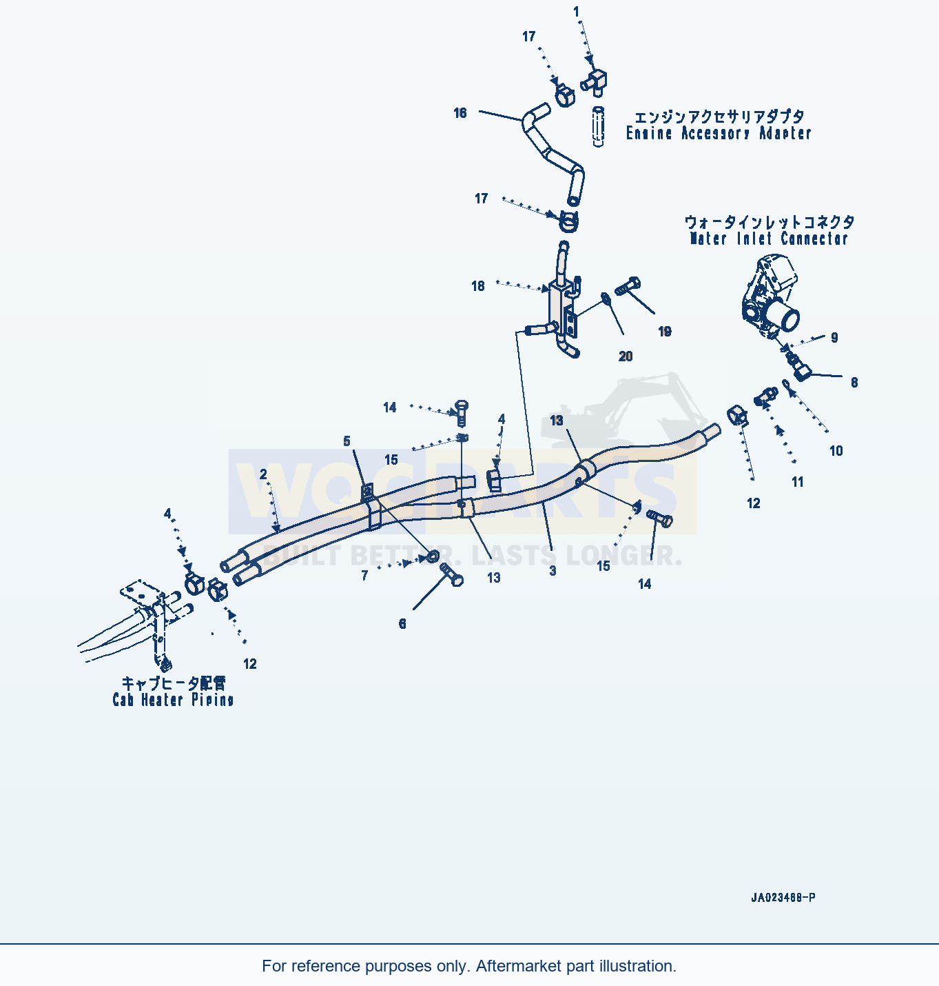 Komatsu WA320-8 Heater Piping (#85001-) parts diagram