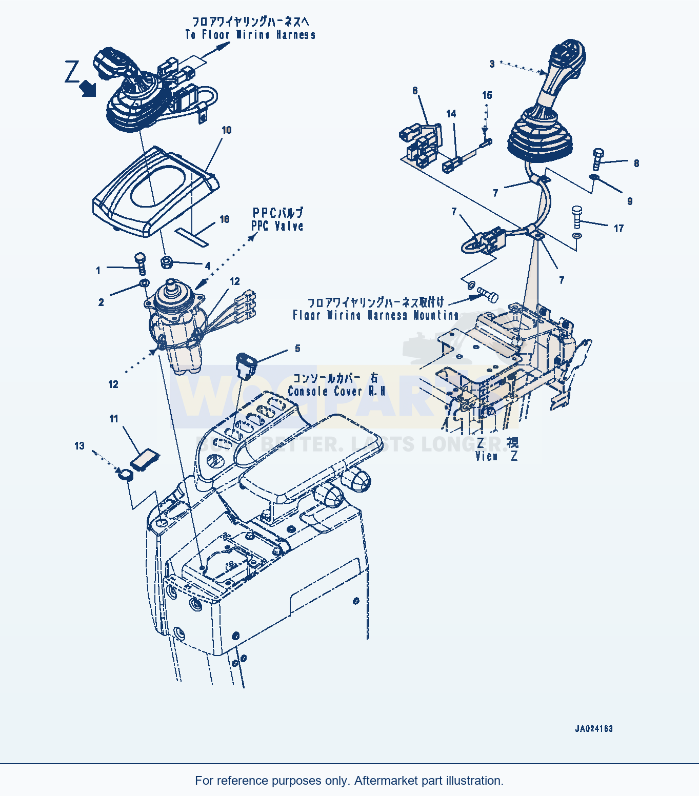 Komatsu WA320-8 Loader Control Unit, Lever (#85001-) parts diagram