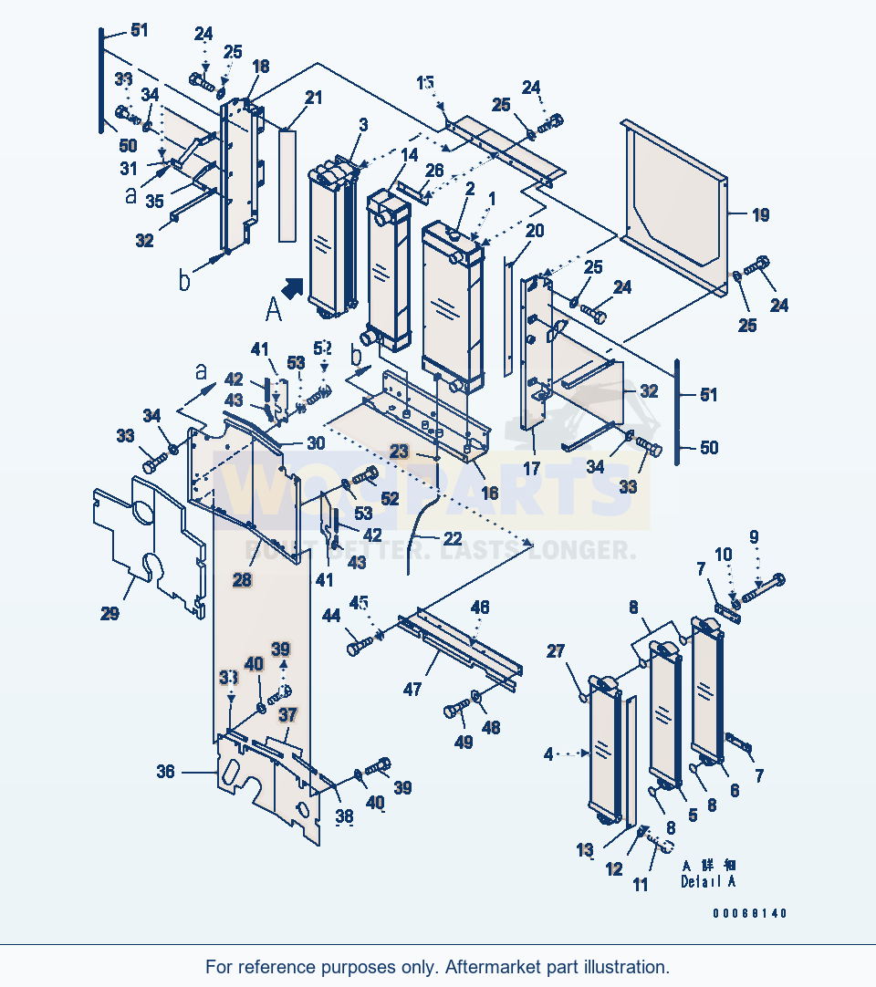 Komatsu WA320L-5 Radiator parts diagram