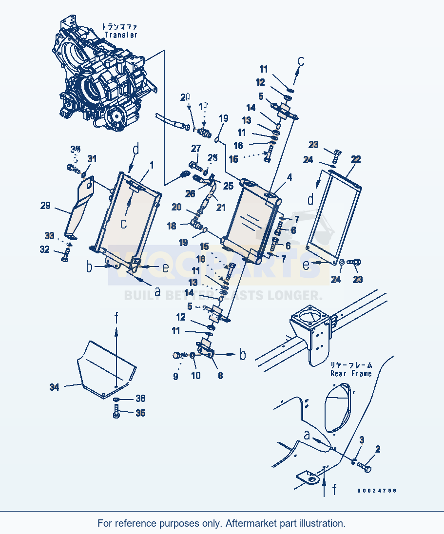Komatsu WA320L-5 Transfer Oil Cooler(#60001-60675) parts diagram