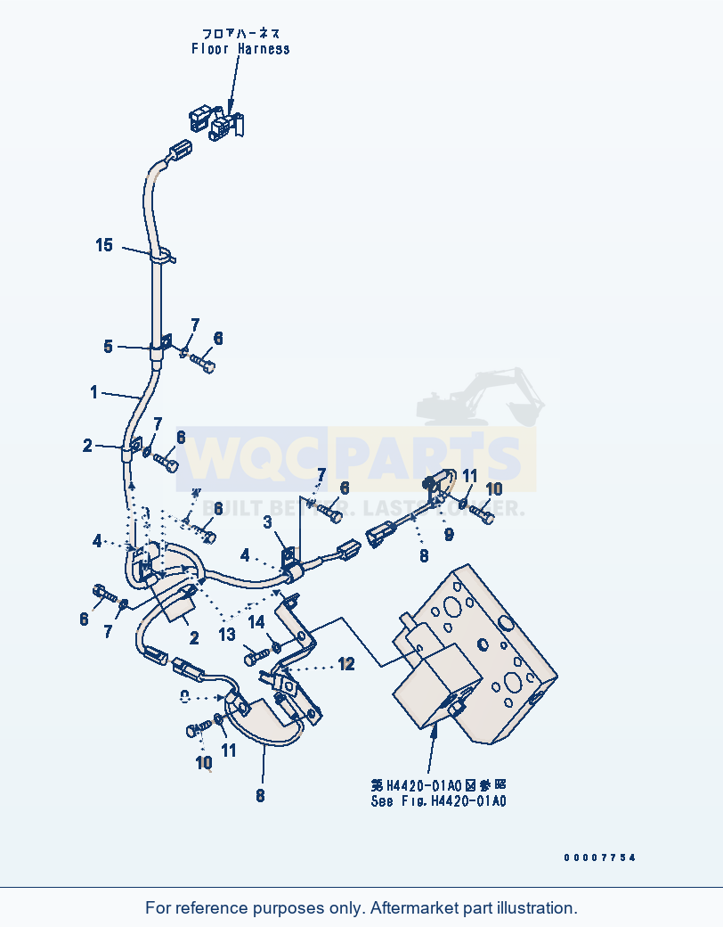 Komatsu WA320L-5 Emergency Steering Harness parts diagram