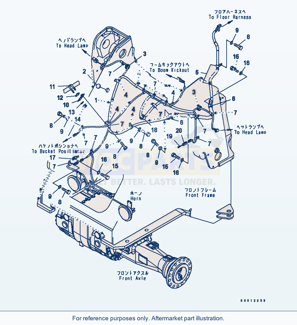 Komatsu WA320L-5 Front Harness parts diagram