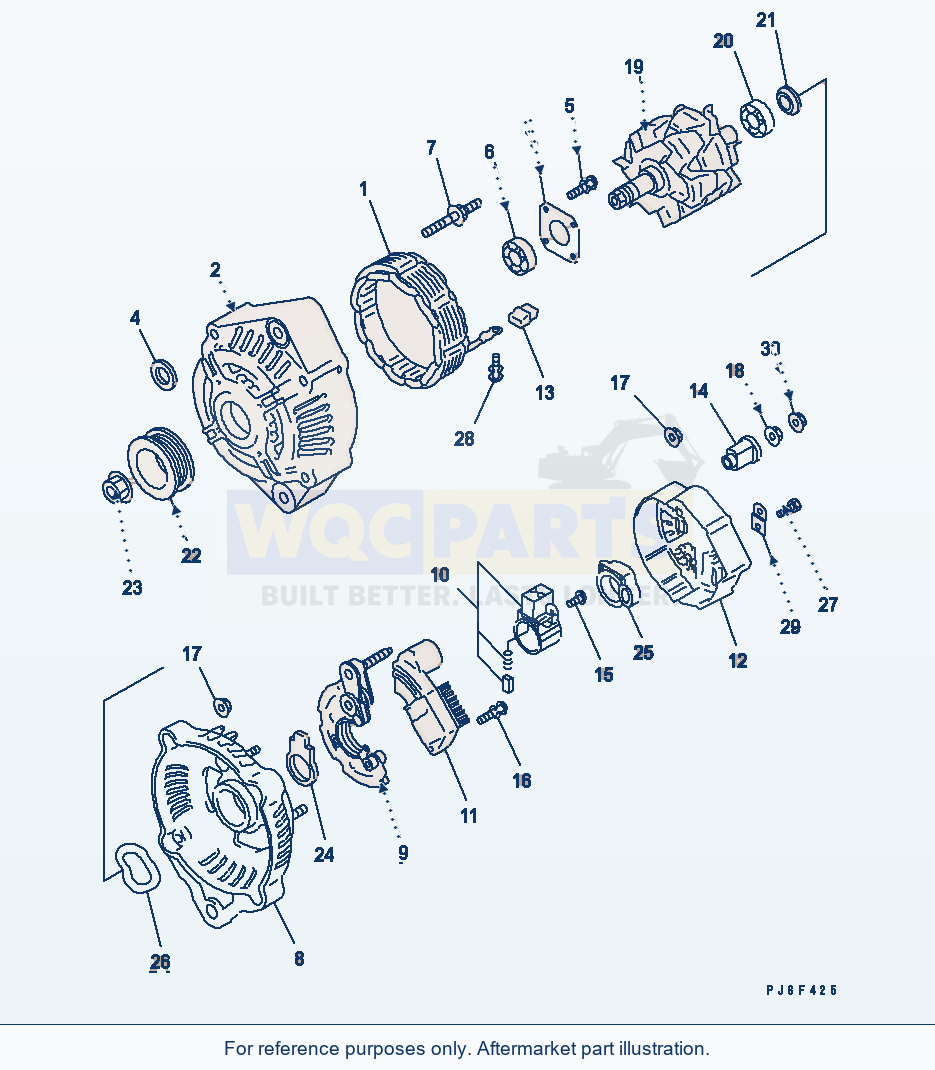 Komatsu WA320L-5 Alternator (35A) (Inner Parts)(#26315328-) parts diagram