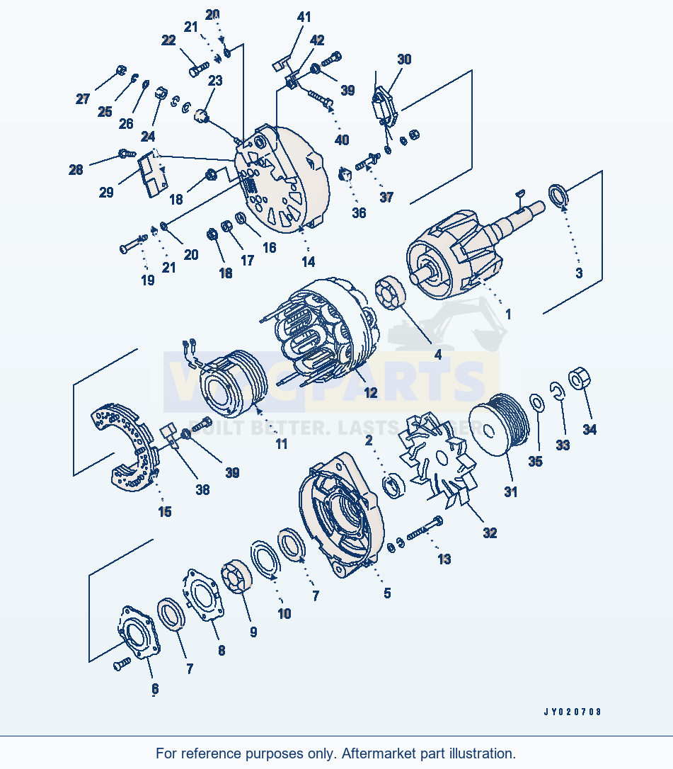 Komatsu WA320L-5 Alternator (90A) (Inner Parts)(#26483404-) parts diagram