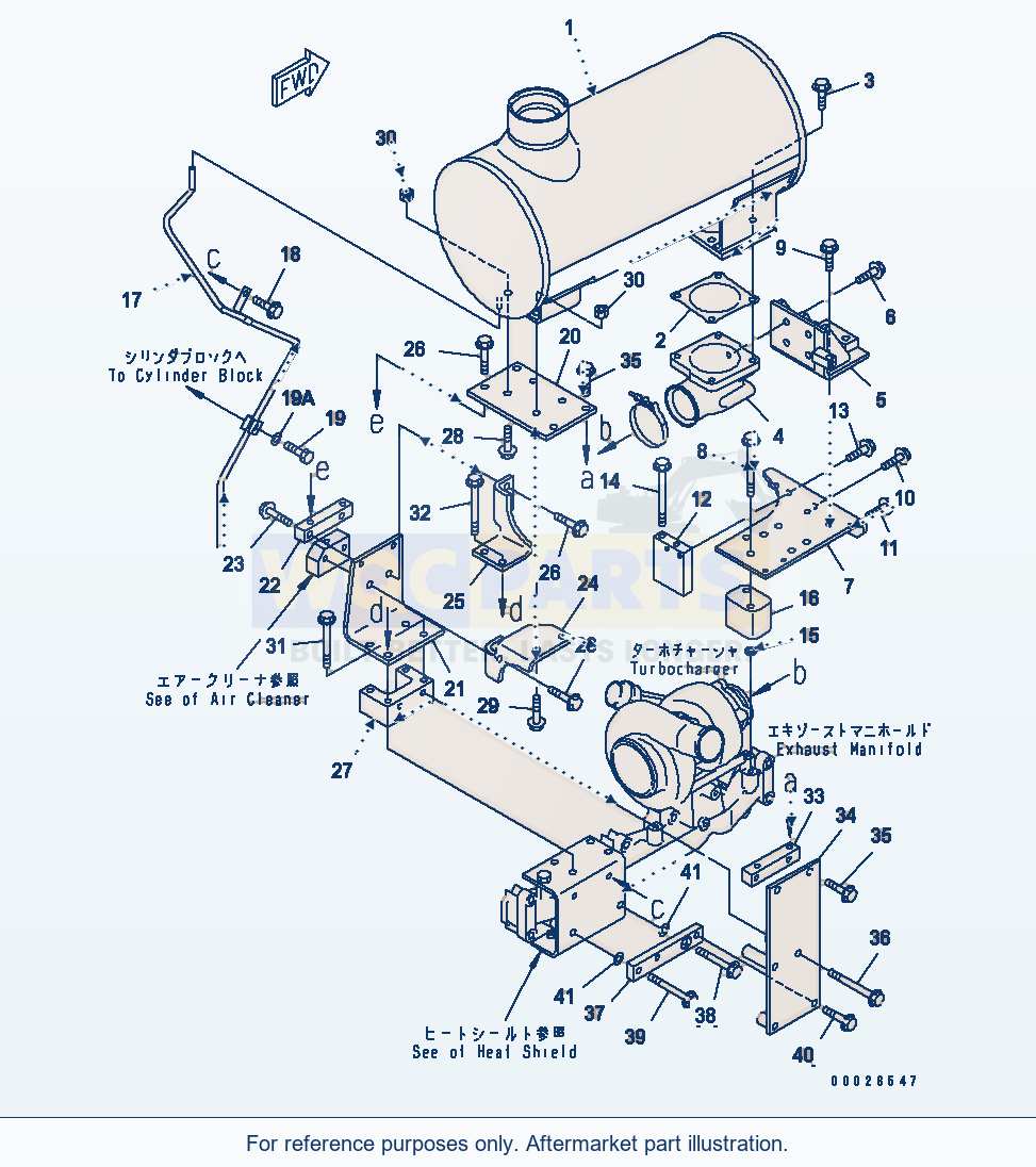 Komatsu WA320L-5 Muffler And Mounting(#26310811-) parts diagram
