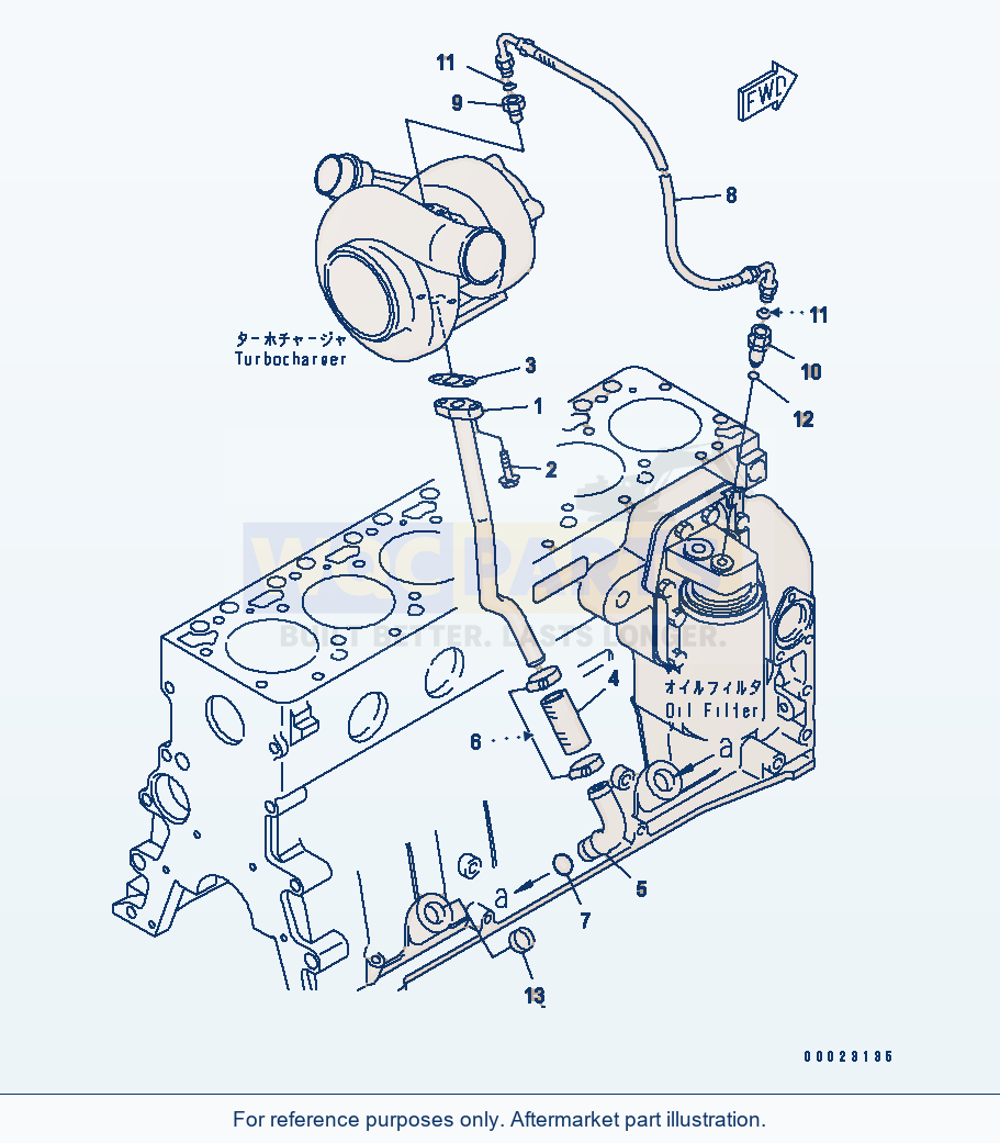Komatsu WA320L-5 Turbocharger Oil Piping(#26320577-) parts diagram