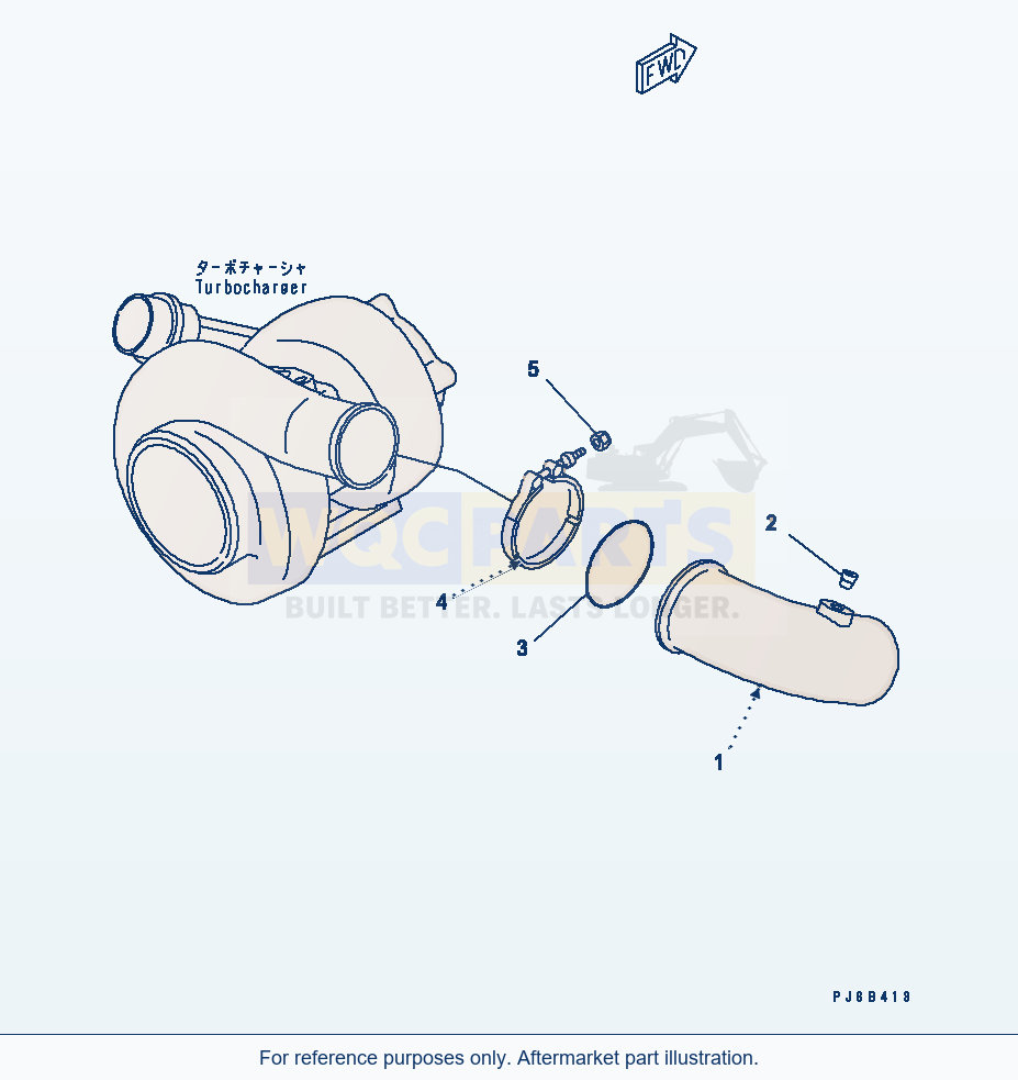 Komatsu WA320L-5 Turbocharger Out Connection parts diagram