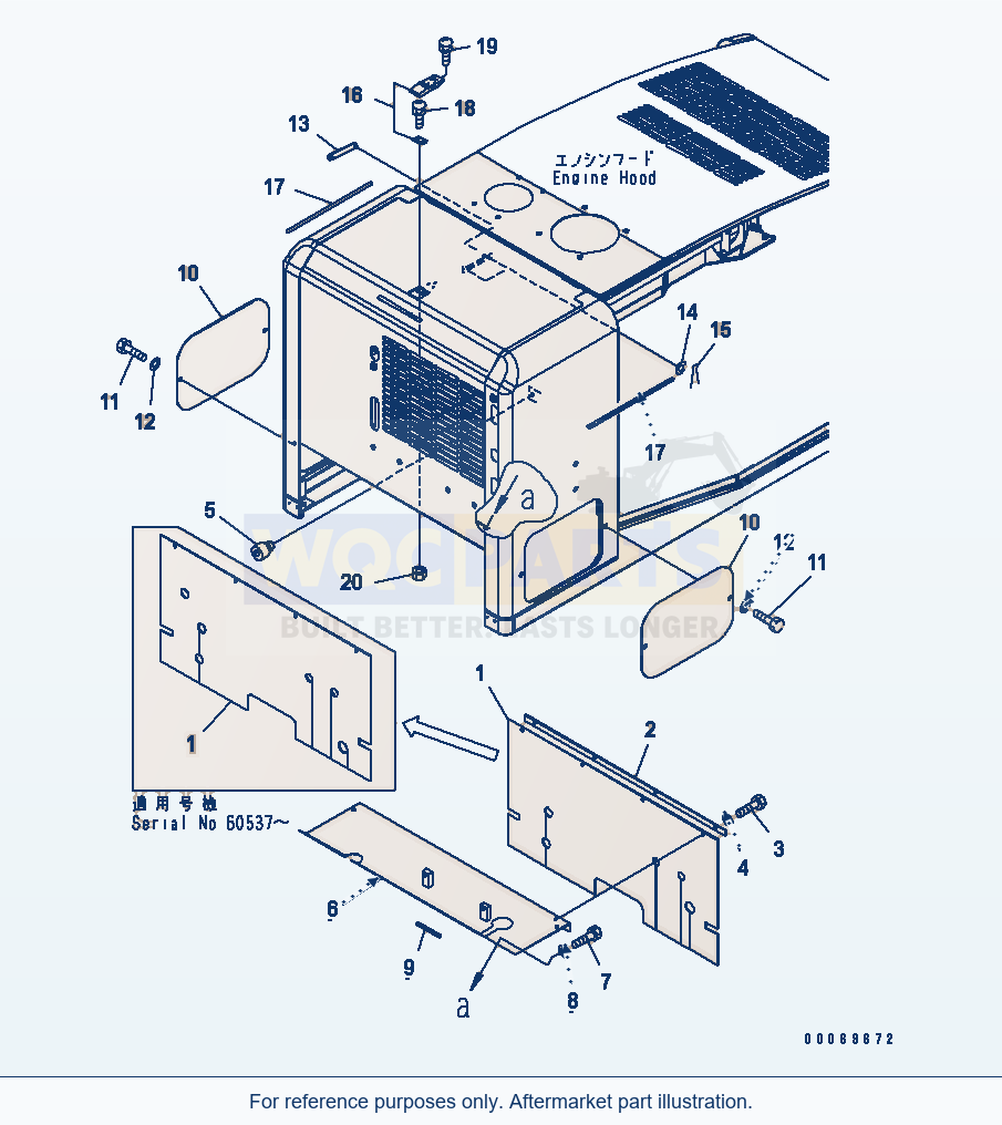 Komatsu WA320L-5 Hood (Bulk Head) parts diagram