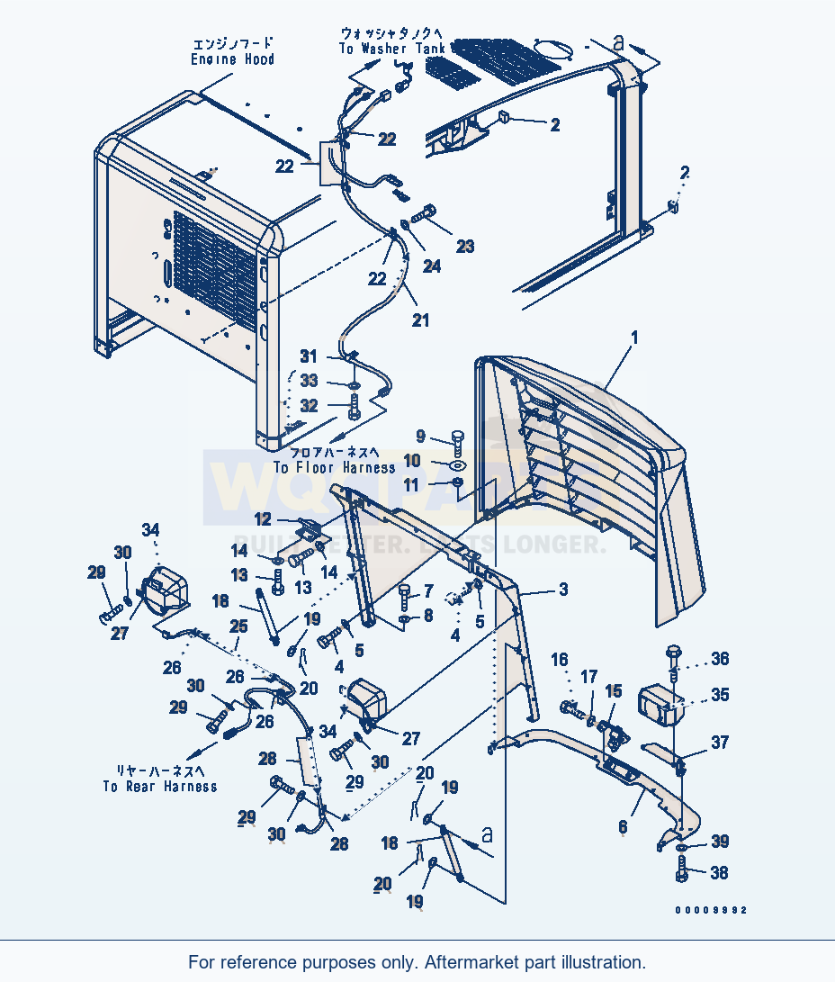 Komatsu WA320L-5 Hood (Radiator Guard) parts diagram