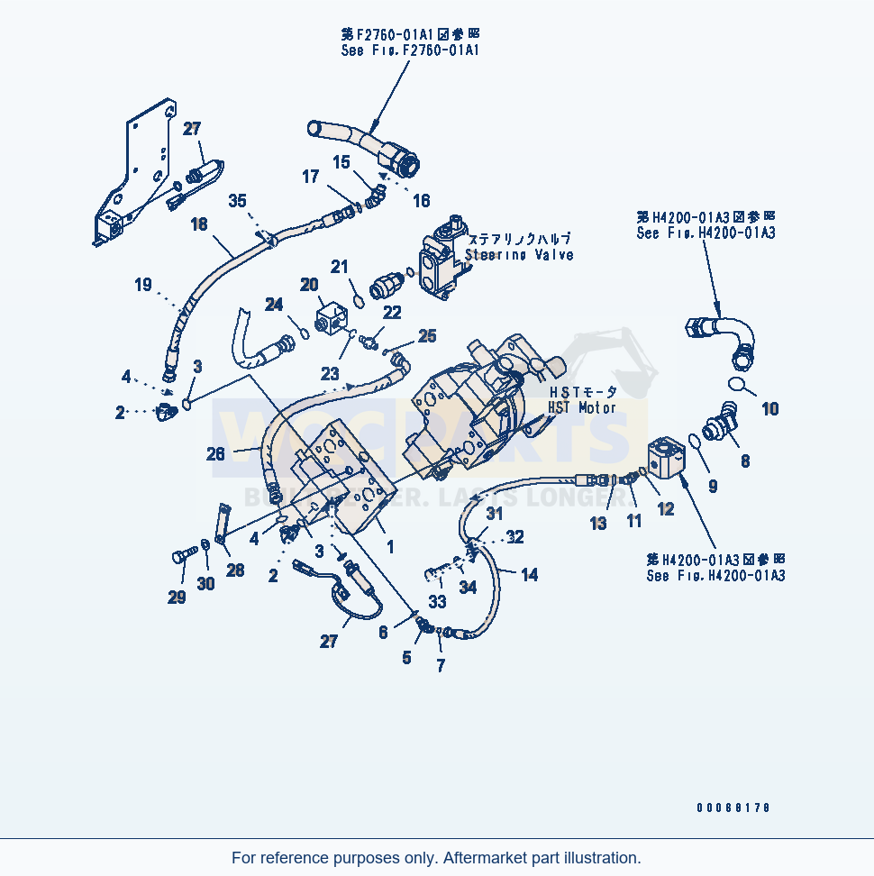 Komatsu WA320L-5 Emergency Steering Line(#61230-) parts diagram