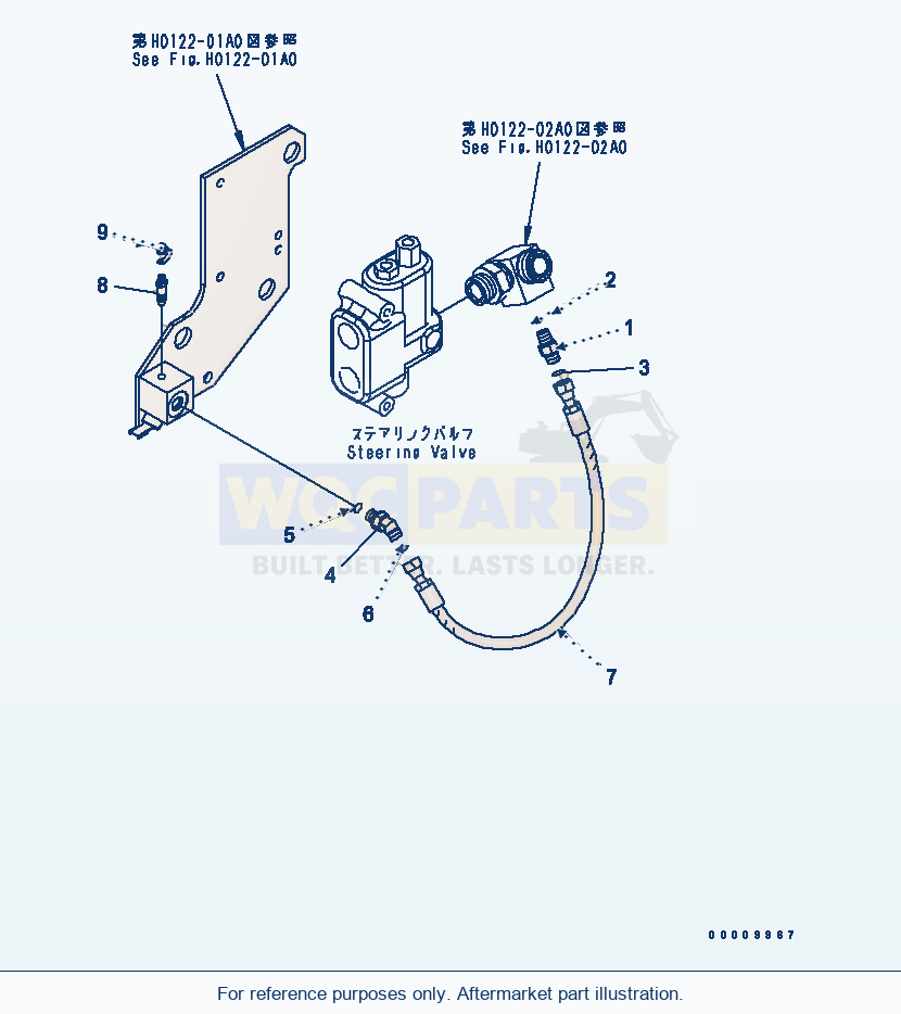 Komatsu WA320L-5 Emergency Steering Sensor Line parts diagram