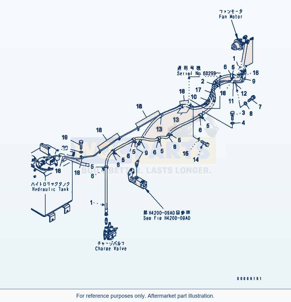 Komatsu WA320L-5 Fan Drive Piping parts diagram