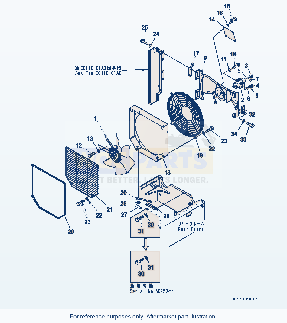 Komatsu WA320L-5 Fan Drive parts diagram