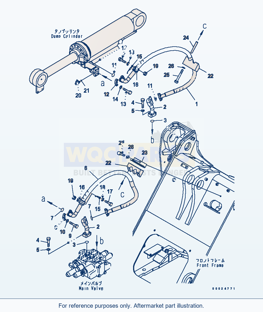 Komatsu WA320L-5 Hydraulic Piping (Dump Cylinder Line) parts diagram