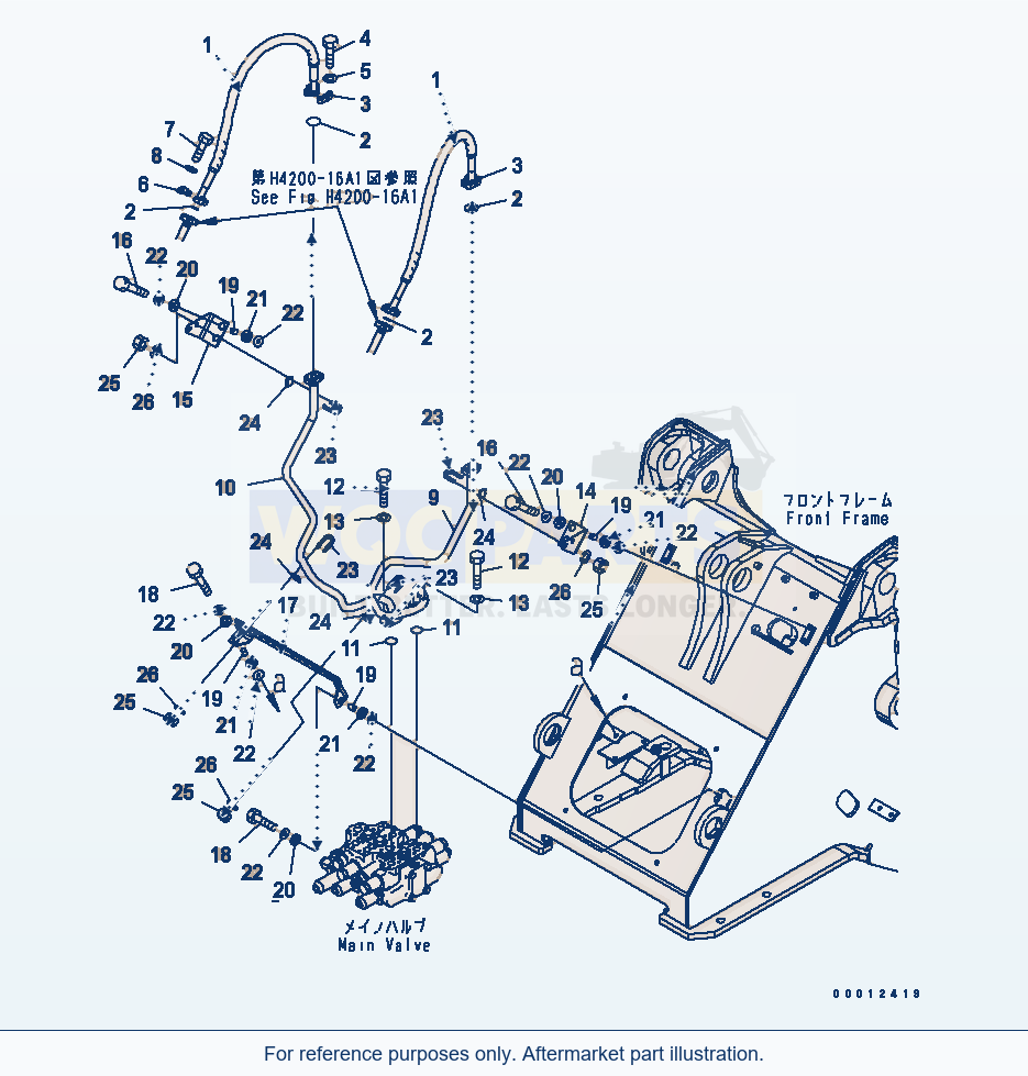 Komatsu WA320L-5 Hydraulic Piping (Hose) (For 3-Spool Valve) parts diagram
