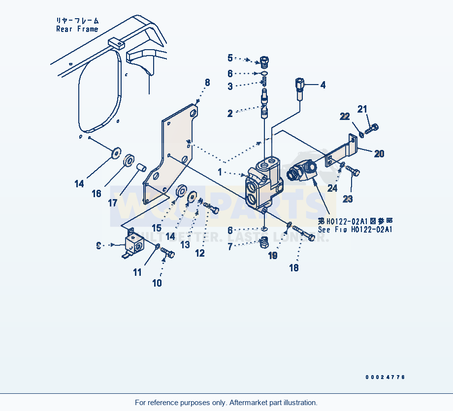 Komatsu WA320L-5 Steering Valve (For Emergency Steering) parts diagram
