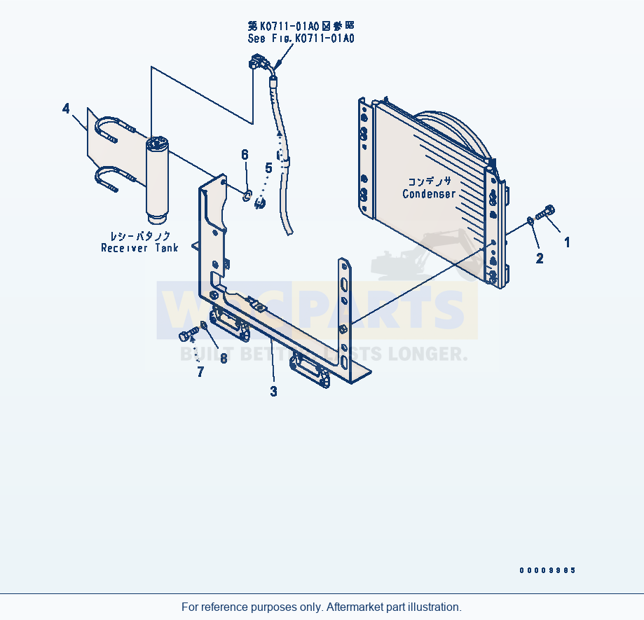 Komatsu WA320L-5 Air Conditioner (Condenser Mounting) parts diagram