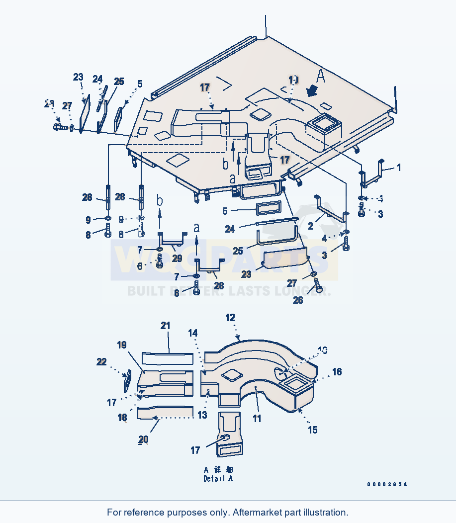 Komatsu WA320L-5 Air Conditioner Duct (Floor Duct) parts diagram