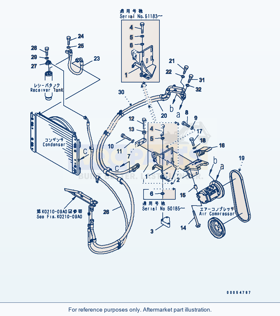 Komatsu WA320L-5 Air Conditioner (Mounting And Piping) parts diagram