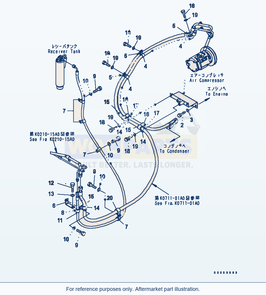 Komatsu WA320L-5 Air Conditioner (Piping) parts diagram