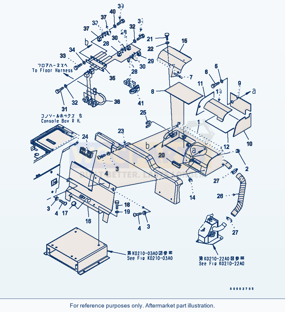 Komatsu WA320L-5 Cool And Heat Box (For Multi Function Lever) parts diagram