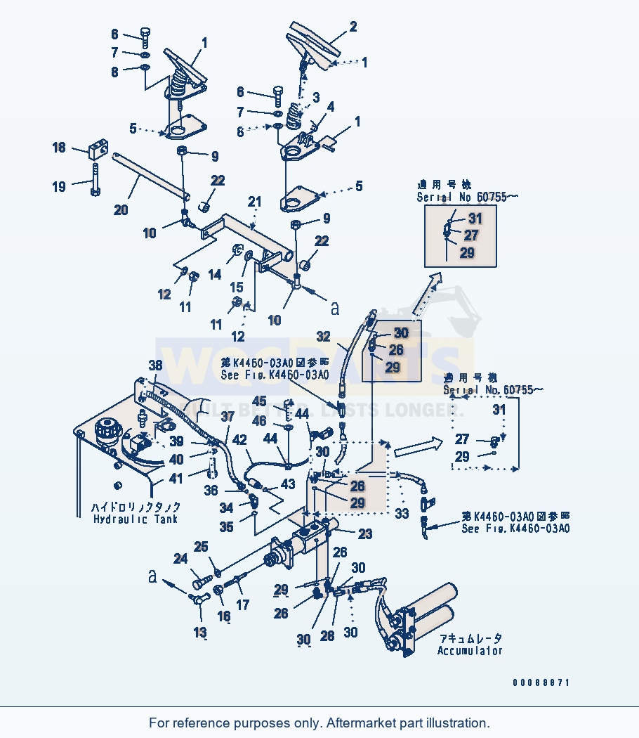 Komatsu WA320L-5 Floor (Brake Control) parts diagram