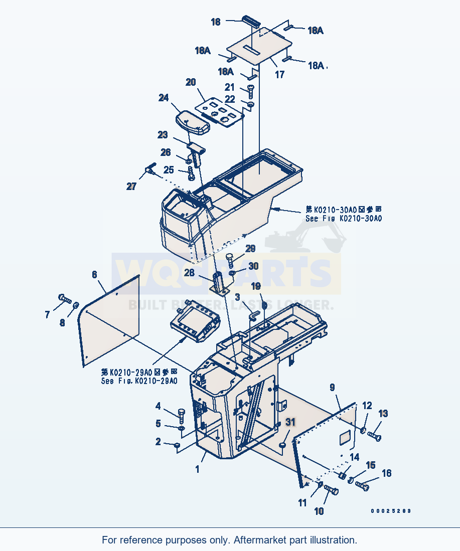 Komatsu WA320L-5 Floor (Console Box) (R.H.) (For 2-Lever) parts diagram