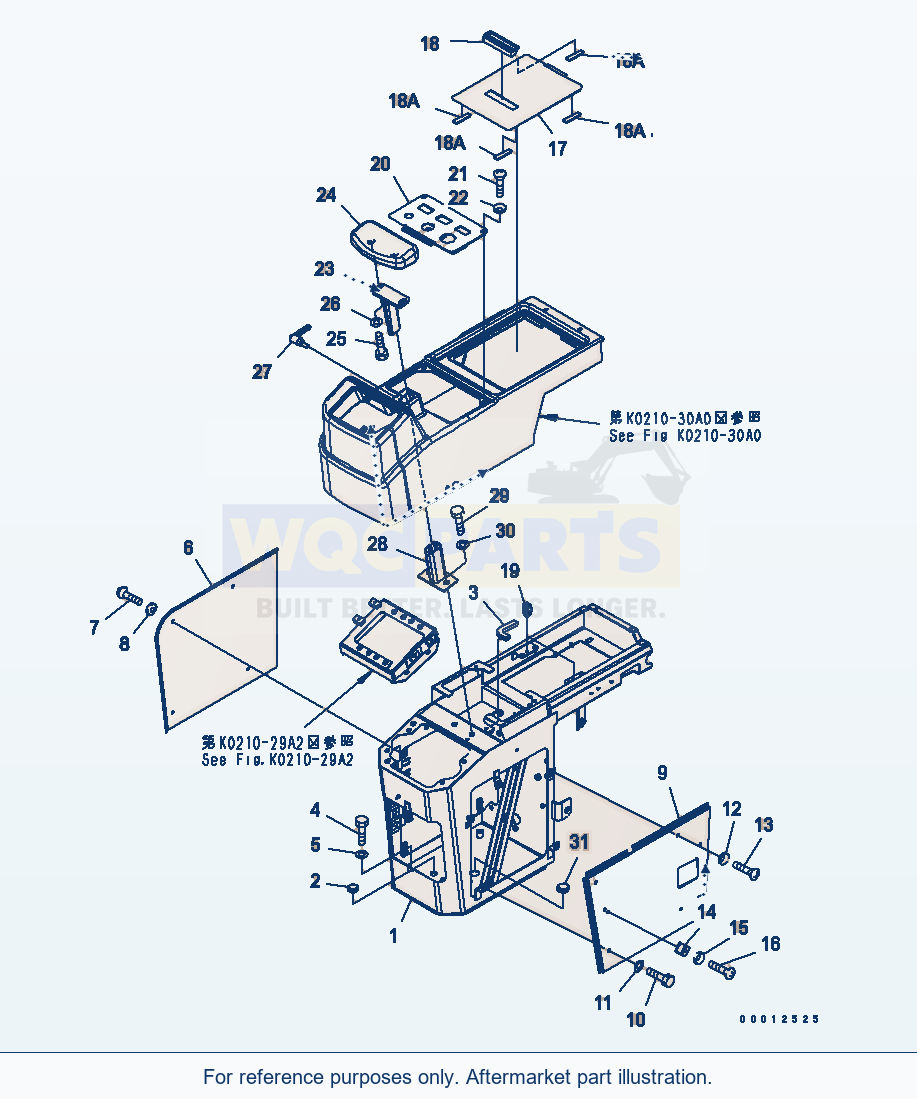 Komatsu WA320L-5 Floor (Console Box) (R.H.) (For 3-Lever) parts diagram