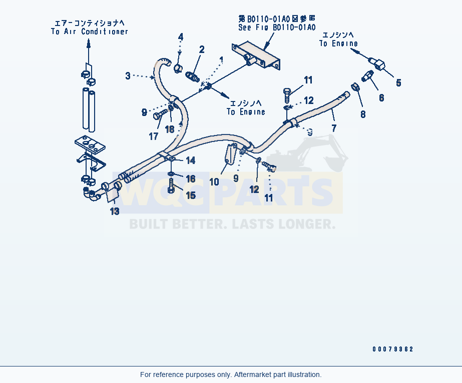 Komatsu WA320L-5 Heater Pipng parts diagram