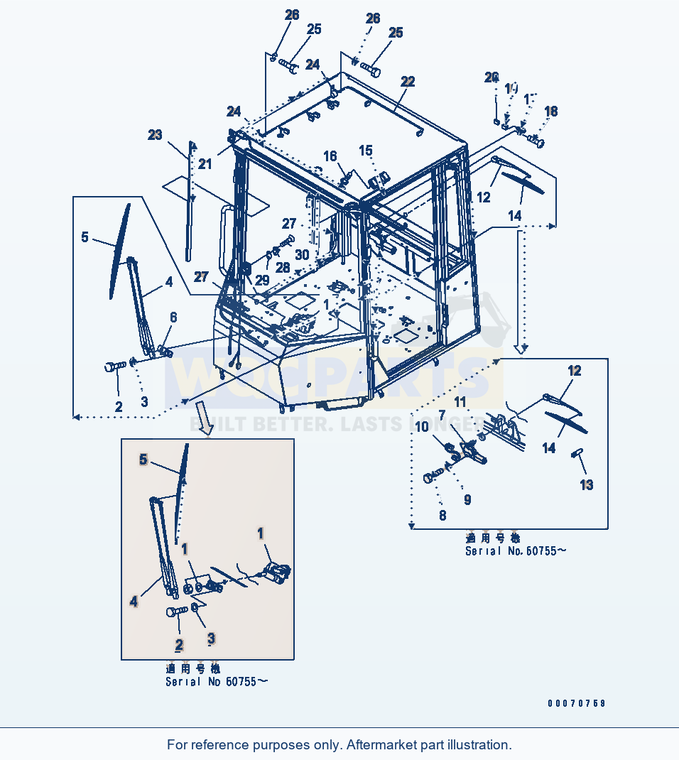 Komatsu WA320L-5 Rops Cab (Wiper) parts diagram