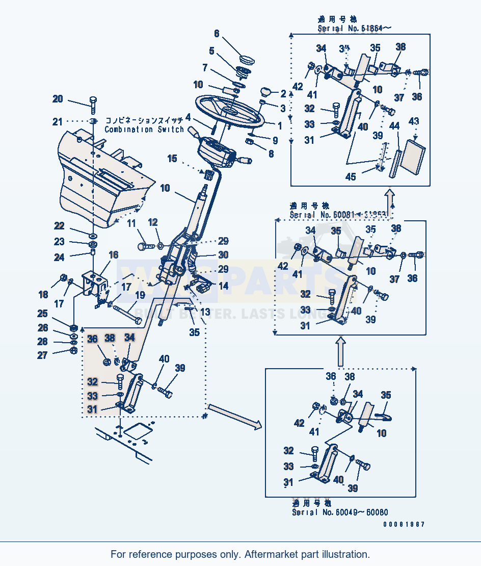Komatsu WA320L-5 Steering Wheel (Column And Orbitrol) parts diagram