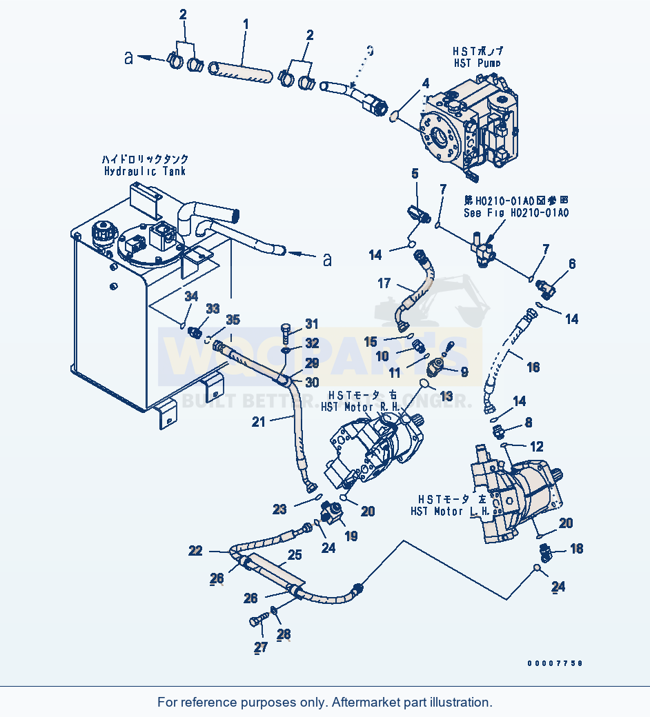 Komatsu WA320L-5 Hst Oil Line (Charge Line) parts diagram