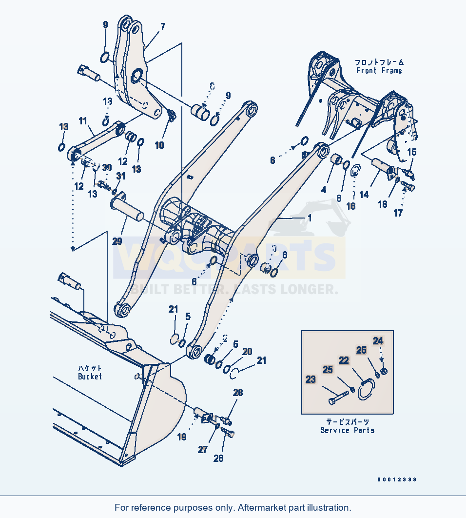 Komatsu WA320L-5 Lift Arm And Bellcrank (3-Spool Valve) parts diagram