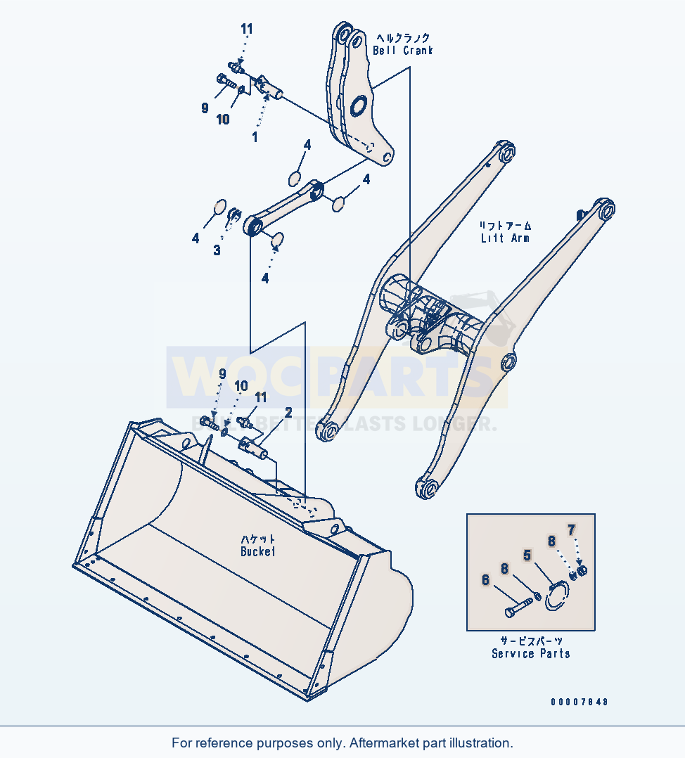 Komatsu WA320L-5 Lift Arm And Bellcrank (Mouting Parts) parts diagram