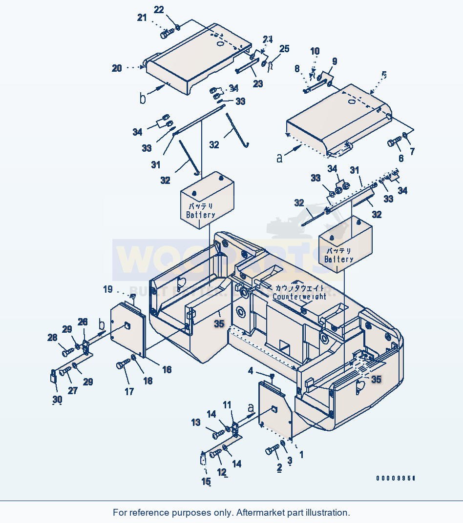 Komatsu WA320PT-5L Battery Box parts diagram