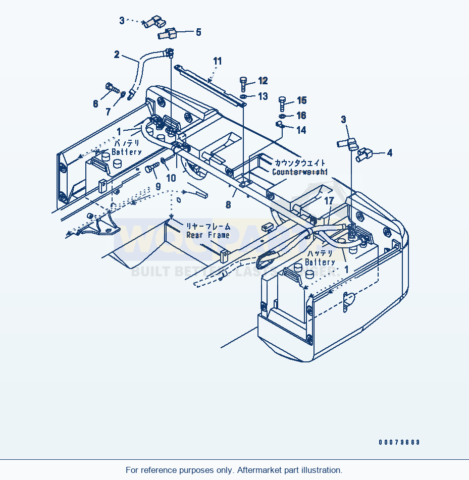Komatsu WA320PT-5L Rear Harness (Battery Cable) parts diagram