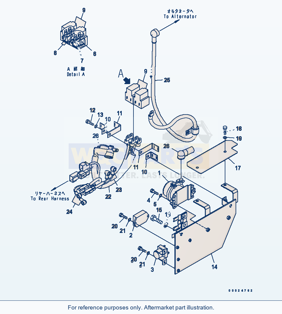Komatsu WA320PT-5L Rear Harness (Relay, Fuse And Sub Harness) parts diagram
