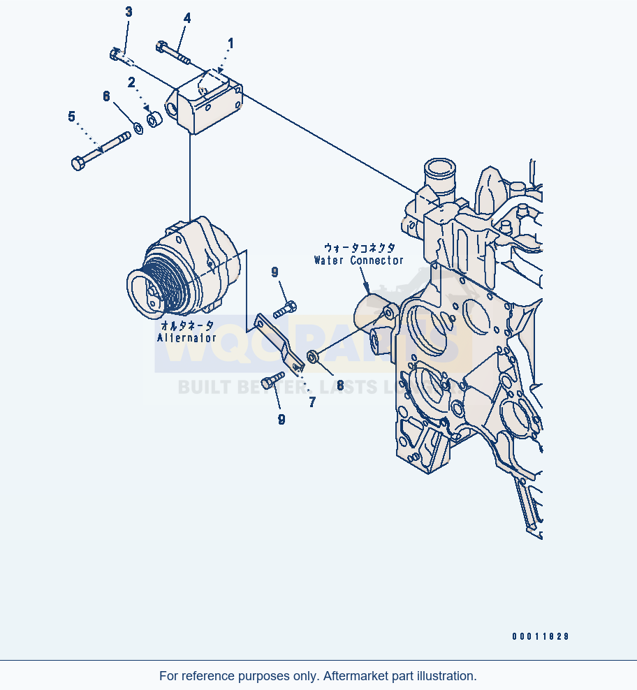 Komatsu WA320PT-5L Alternator Mounting parts diagram