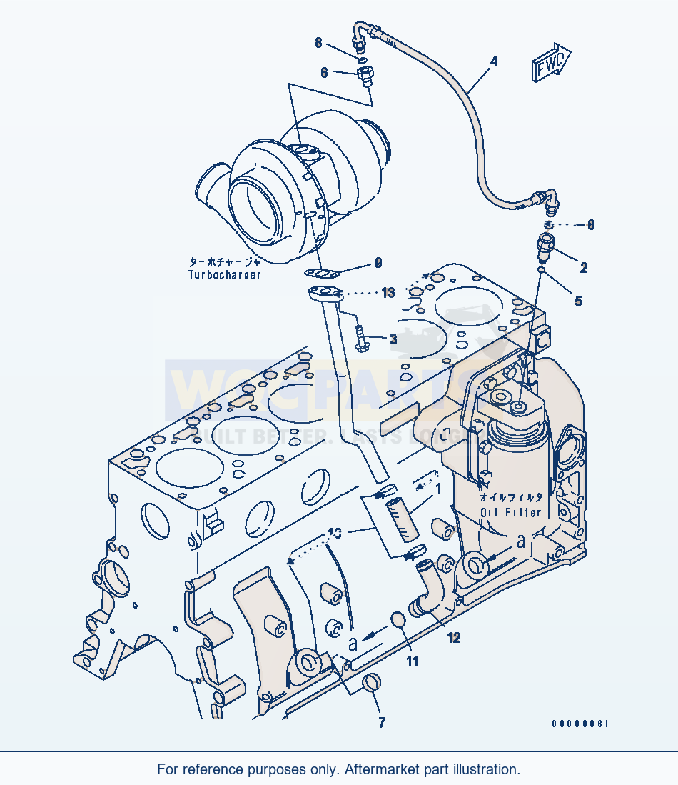 Komatsu WA320PT-5L Turbocharger Oil Piping parts diagram