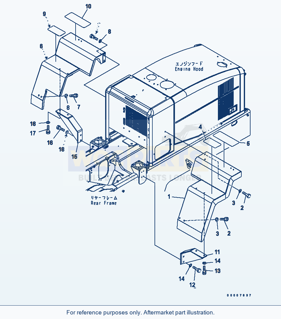 Komatsu WA320PT-5L Rear Fender parts diagram