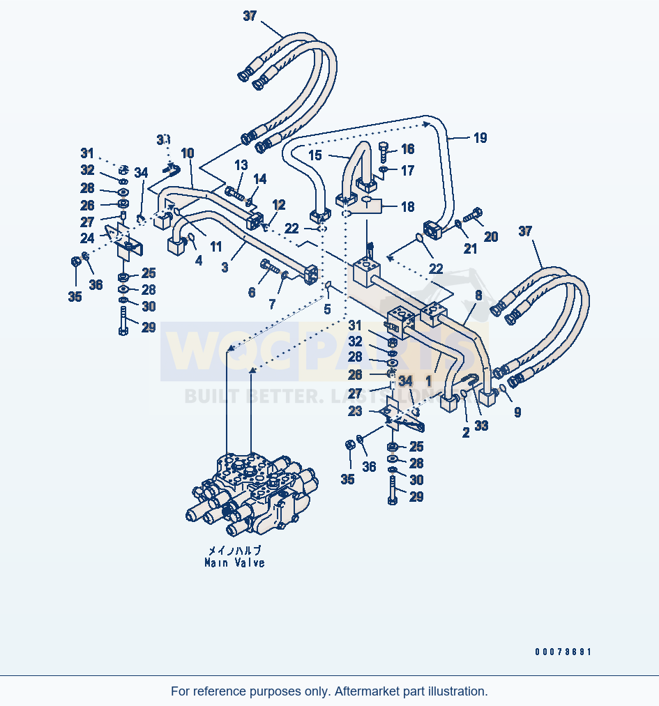 Komatsu WA320PT-5L Hydraulic Piping (Boom Cylinder Line) parts diagram