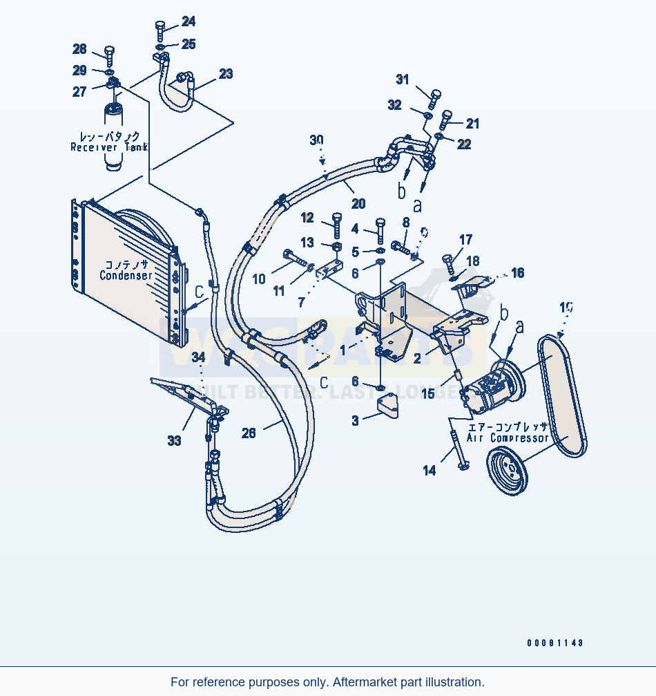 Komatsu WA320PT-5L Air Conditioner (Mounting And Piping) parts diagram