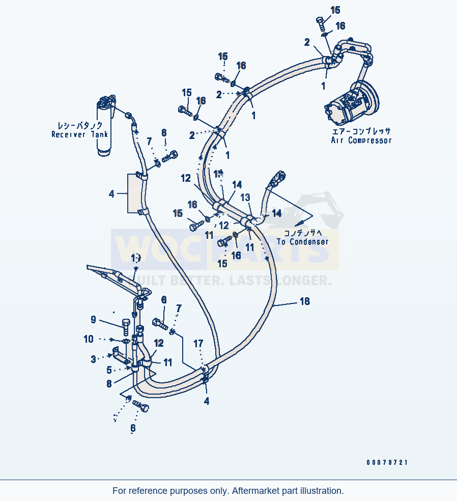 Komatsu WA320PT-5L Air Conditioner (Piping Mounting) parts diagram