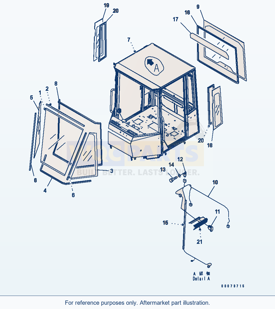 Komatsu WA320PT-5L Rops Cab (Body And Glass) parts diagram