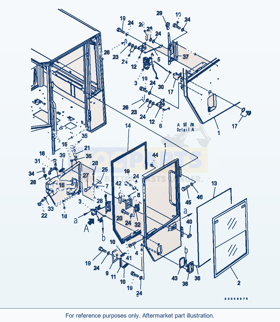 Komatsu WA320PT-5L Rops Cab (Door L.H.) parts diagram
