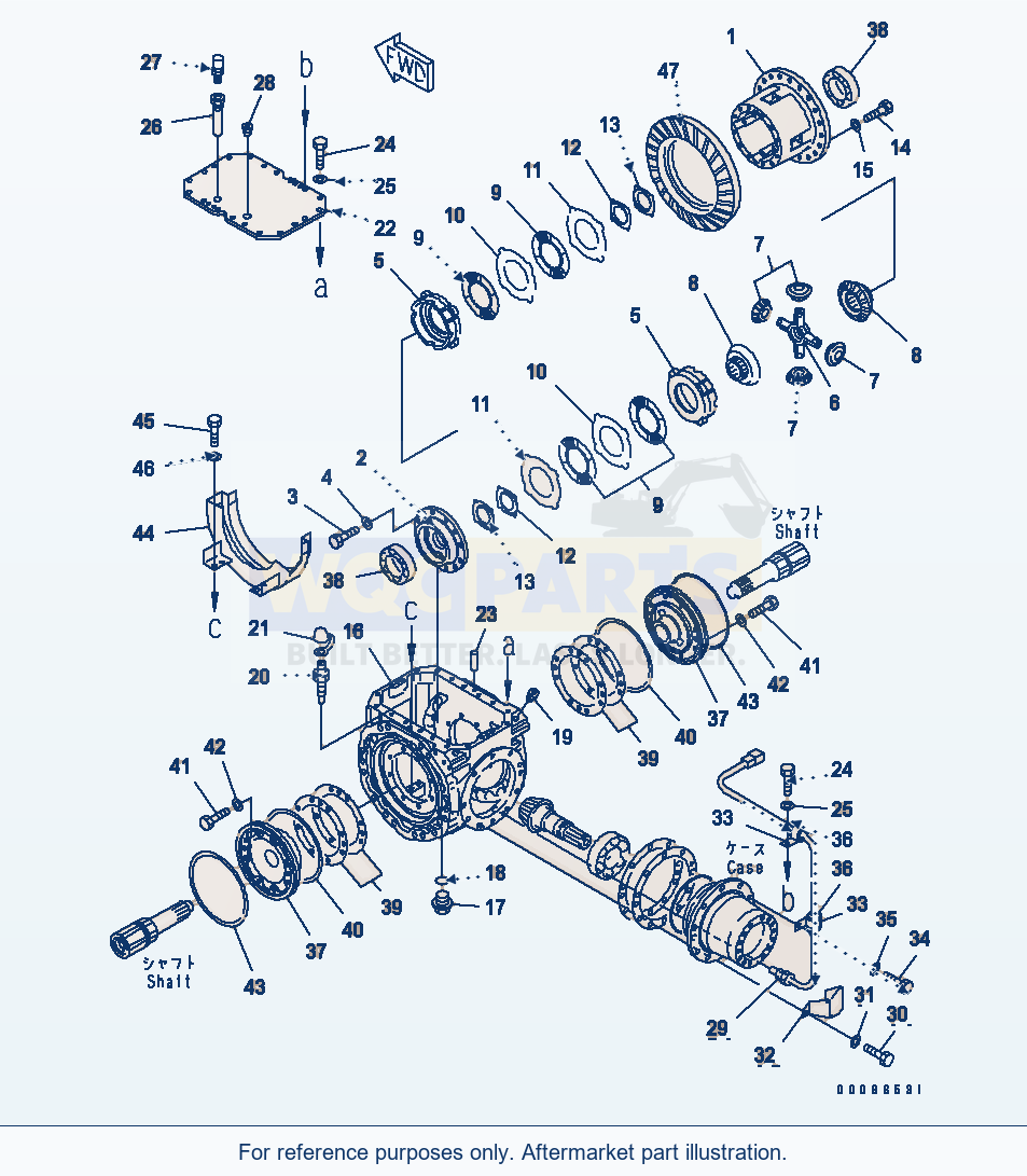 Komatsu WA320PT-5L Front Axle (Limited Slip Differential) parts diagram
