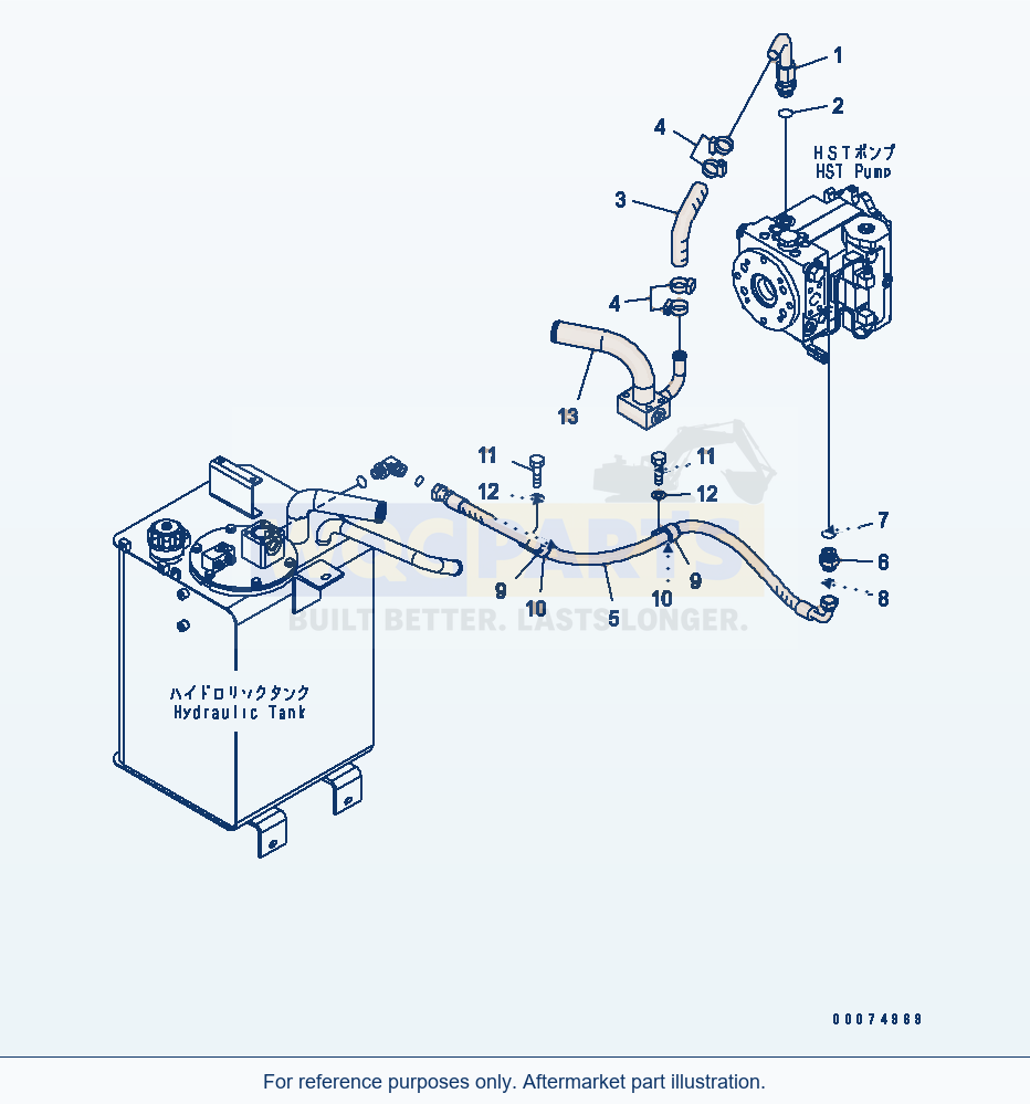 Komatsu WA320PT-5L Hst Oil Line (Pump Drain Line) parts diagram
