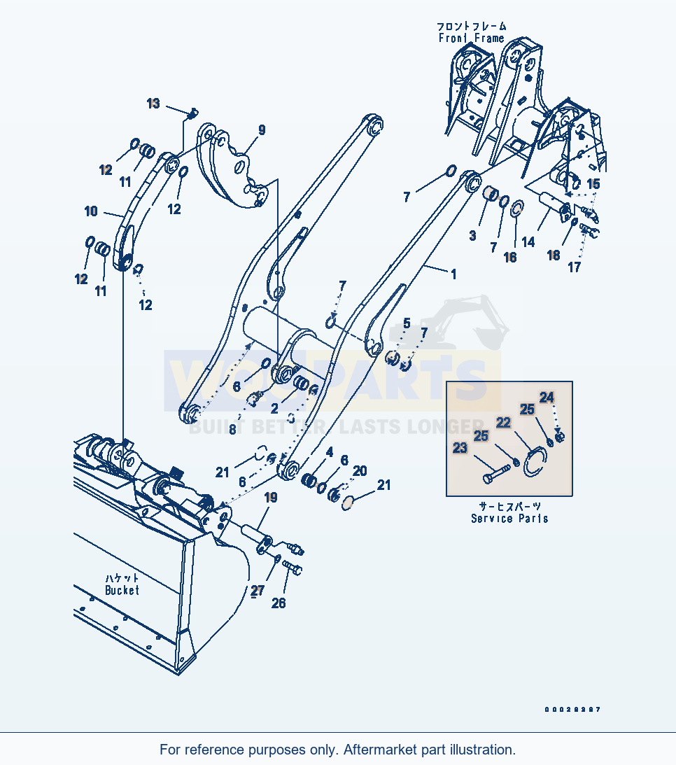 Komatsu WA320PT-5L Lift Arm And Bell Crank parts diagram